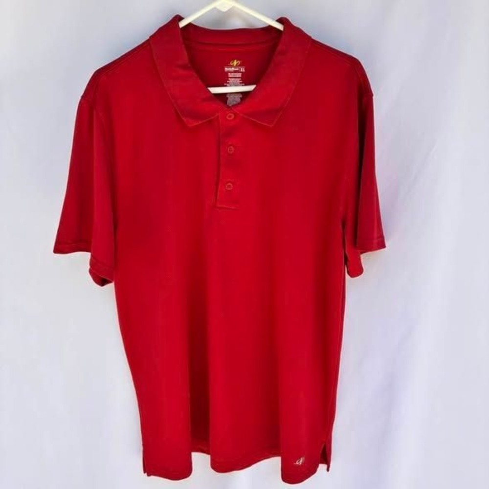 NordicTrack Mens XL Red Performance Pique Short Sleeve Polo Shirt Activewear